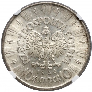 Piłsudski 10 złotych 1936 - NGC MS63