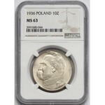 Piłsudski 10 złotych 1936 - NGC MS63