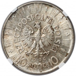 Piłsudski 10 złotych 1936 - NGC MS62