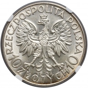 Głowa Kobiety 10 złotych 1932 Londyn - NGC MS62