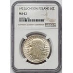 Głowa Kobiety 10 złotych 1932 Londyn - NGC MS62