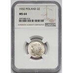 Głowa Kobiety 2 złote 1932 - NGC MS64