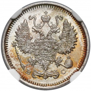 Rosja, Mikołaj II, 10 kopiejek 1913-BC - NGC MS68