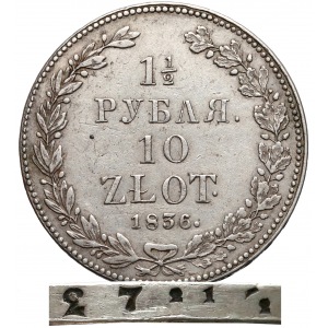 1-1/2 rubla = 10 złotych 1836 HГ, Petersburg - błąd na rancie