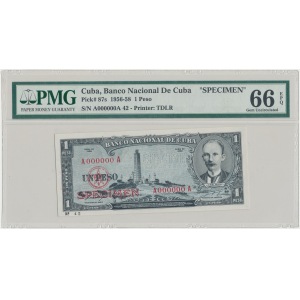 Kuba 1 peso 1956 SPECIMEN - PMG 66 EPQ