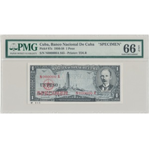 Kuba 1 peso 1957 SPECIMEN - PMG 66 EPQ
