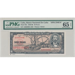 Kuba 10 pesos 1956 SPECIMEN - PMG 65 EPQ