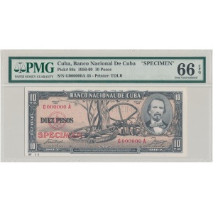 Kuba 10 pesos 1958 SPECIMEN - PMG 66 EPQ