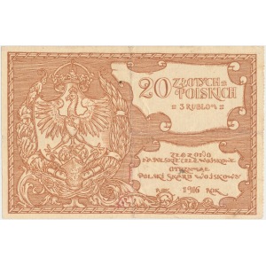 20 złotych polskich = 3 ruble 1916 - Polski Skarb Wojskowy