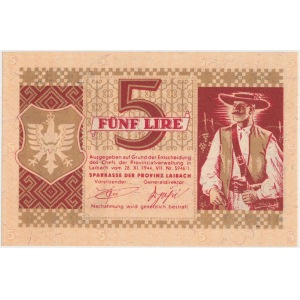 Słowenia - okupacja niemiecka - 5 lire 1944