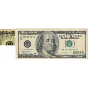USA, DESTRUKT 100 dollars 1996 - odwrócony znak wodny