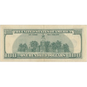 USA, DESTRUKT 100 dollars 1996 - odwrócony znak wodny