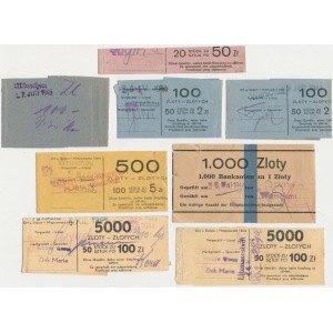 Banderole od banknotów Okupacji (8szt)