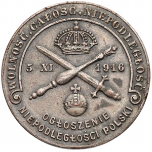 1916r. Medal Ogłoszenie Niepodległości Polski