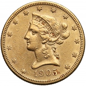 USA, 10 dolarów 1905-S - Coronet Head - Eagle