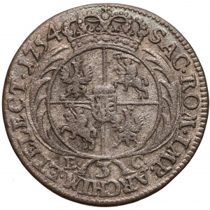 August III Sas, Trojak Lipsk 1754 EC - mała głowa 