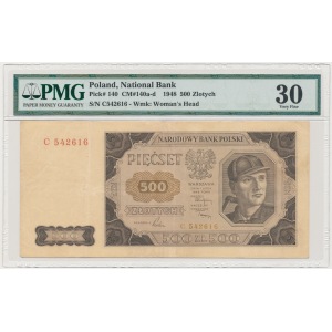 500 złotych 1948 - C - rzadka seria pojedyncza - PMG 30