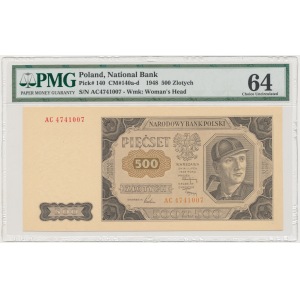 500 złotych 1948 - AC - PMG 64