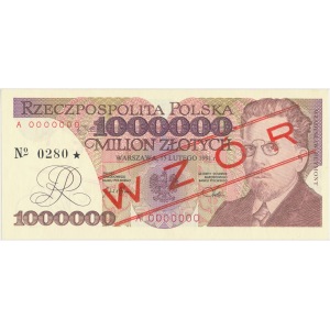 1 mln złotych 1991 - WZÓR - A 0000000 No. 0280
