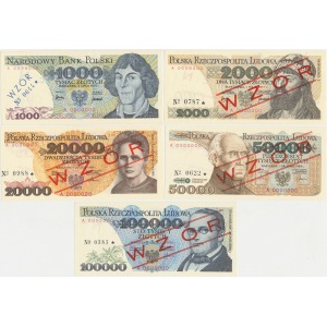 WZORY banknotów 1975-1990 ZESTAW (5szt)