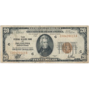 USA, National Currency, Small Size 20 dollars 1929 PHILADELPHIA