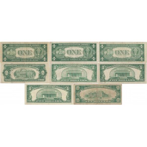 USA, Small Size 1-10 dollars 1928-53 zestaw 8szt