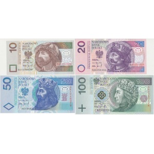Zestaw 10-100 złotych 1994 - seria AA (4szt)