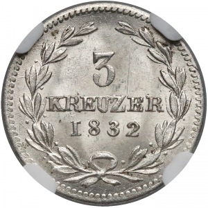 Germany, Baden, 3 kreuzer 1832 - NGC MS63