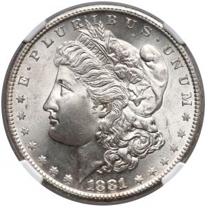 USA, Dolar 1881-S - Morgan Dollar - NGC MS65