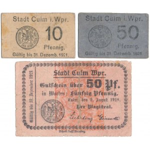 Chełmno (Culm), 10 i 2x 50 pf. 1918-1919 (3szt)