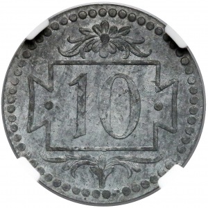 Wolne Miasto Gdańsk, 10 fenigów 1920 cynk - mała cyfra - NGC MS62