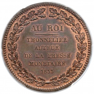 Francja, ESSAI 5 franków 1833 - PCGS SP62 BN