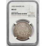 Wolne Miasto Gdańsk, 5 guldenów 1923 - NGC MS63