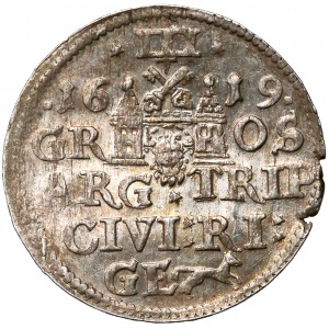 Zygmunt III Waza, Trojak Ryga 1619 - duże popiersie
