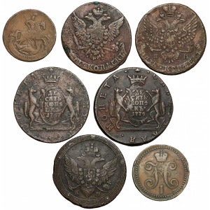 Russia, Siberia, 2 and 5 copeck 1758-1842 (7 pcs.)