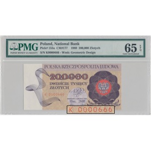 200.000 złotych 1989 - K 0000666 - PMG 65 EPQ