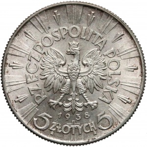 Piłsudski 5 złotych 1938 - piękne