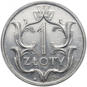 1 złoty 1929 - aluminium - późniejsza odbitka z użyciem oryginalnych stempli