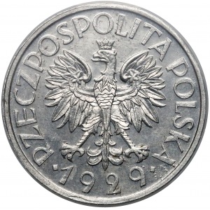 1 złoty 1929 - aluminium - późniejsza odbitka z użyciem oryginalnych stempli