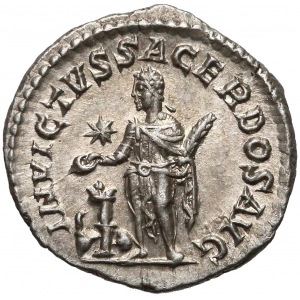 Elagabal, Denar Rzym - Invictus - piękny