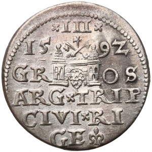 Zygmunt III Waza, Trojak Ryga 1592 - LI