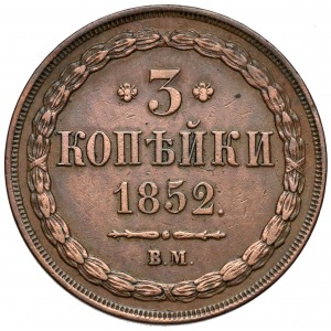 3 kopiejki Warszawa 1852 BM