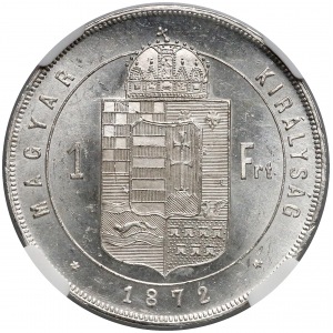 Węgry, Franciszek I Józef, Forint 1872 KB - NGC MS64