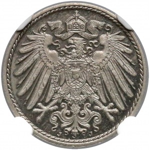 Niemcy, PROOF, 5 fenigów 1911-J - NGC PF64 CAMEO