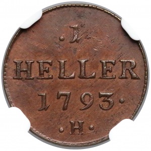 Austria, Burgau, 1 heller 1793-H - NGC MS62 BN