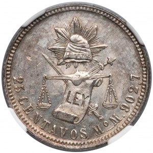 Mexico, 25 centavos 1889 - NGC MS63