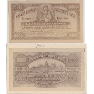 Węgry, FOTO-PROJEKTY awers i rewers 10.000 koron 1924