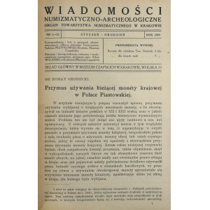 Wiadomości Numizmatyczno-Archeologiczne Rocznik 1923