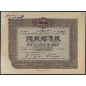 AGRAD Towarzystwo Akcyjne w Grodzisku, Em.4, 10.000 mk 1923