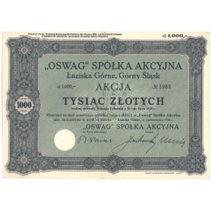 OSWAG Spółka Akcyjna Łaziska Górne, Górny Śląsk, 1.000 zł 1928